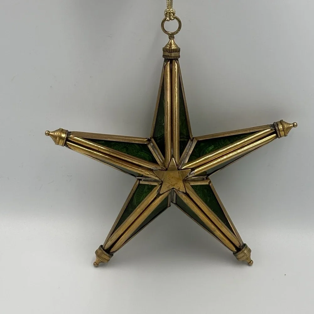Victorian Tiffany Style‎ Christmas Emerald Green Stained Glass Star Ornament